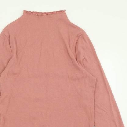 Tu Womens Pink High Neck  Polyester Pullover Jumper Size 12