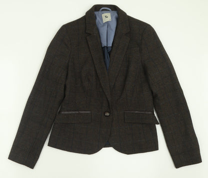 Preloved TU Womens Brown Check  Jacket Blazer Size 10  Button - Front