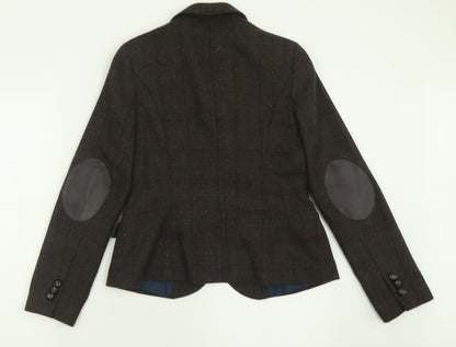 Preloved TU Womens Brown Check  Jacket Blazer Size 10  Button - Back