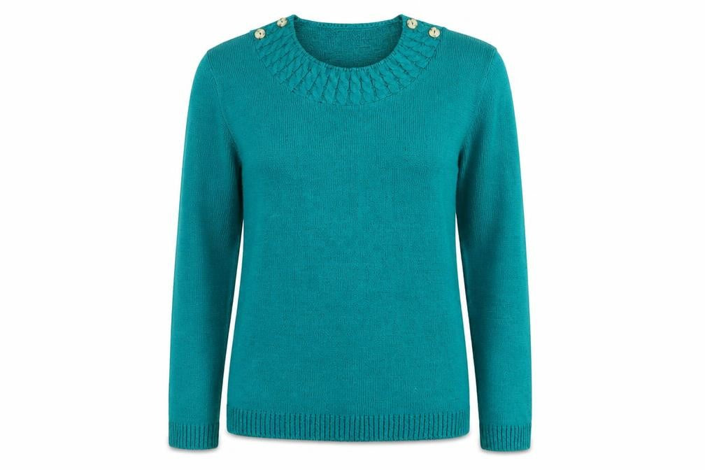 CHIC Womens Green Crew Neck  Acrylic Pullover Jumper Size M