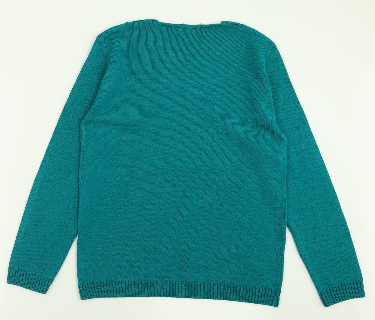 CHIC Womens Green Crew Neck  Acrylic Pullover Jumper Size M