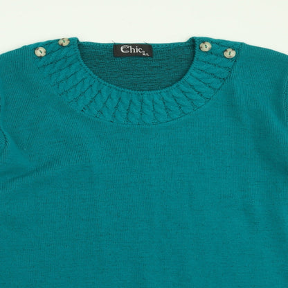 CHIC Womens Green Crew Neck  Acrylic Pullover Jumper Size M