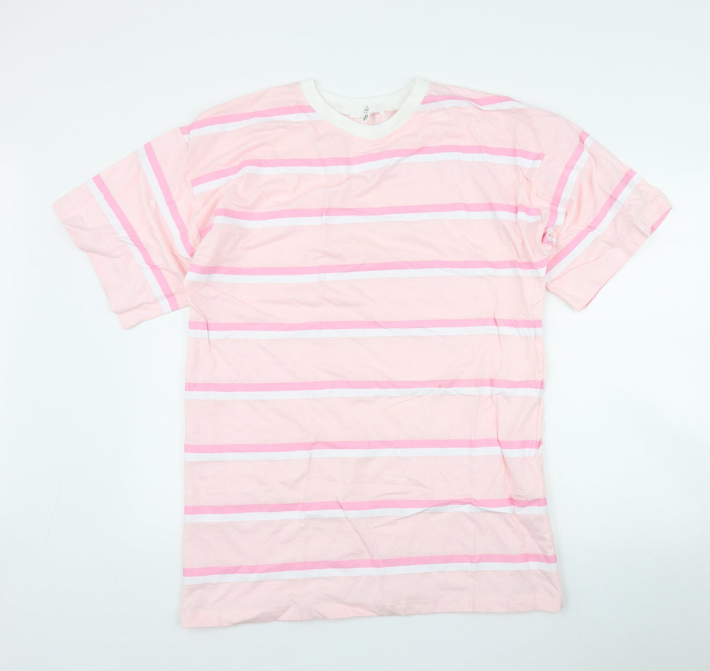 Missguided Womens Pink Striped Polyester T-Shirt Dress  Size 6  Round Neck Pullover