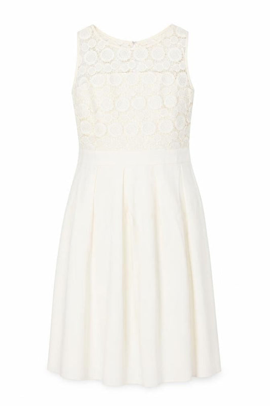 Shubette Womens Ivory  Polyester Fit & Flare  Size 12  Round Neck Hook & Eye