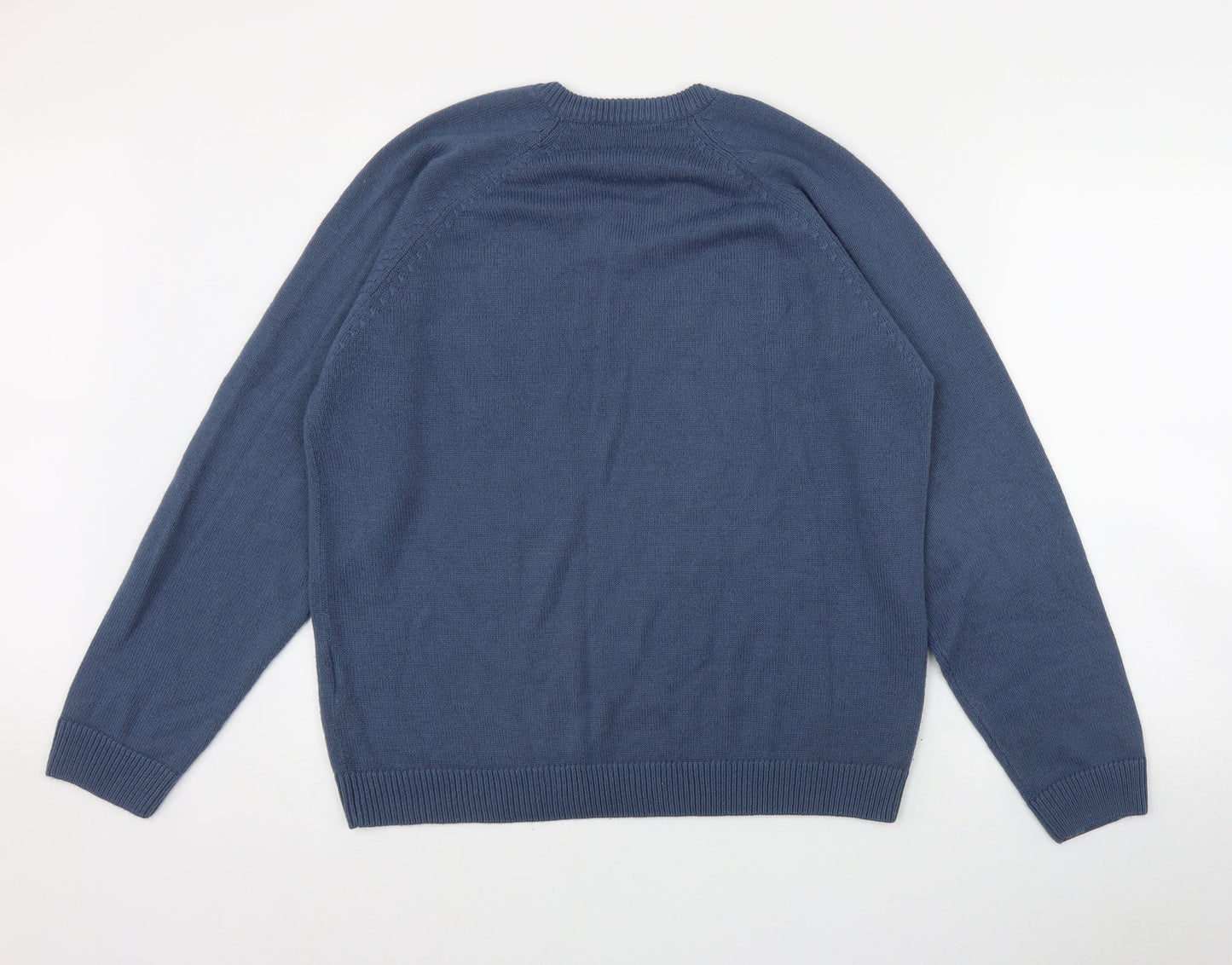Southbay Mens Blue V-Neck  Acrylic Pullover Jumper Size M