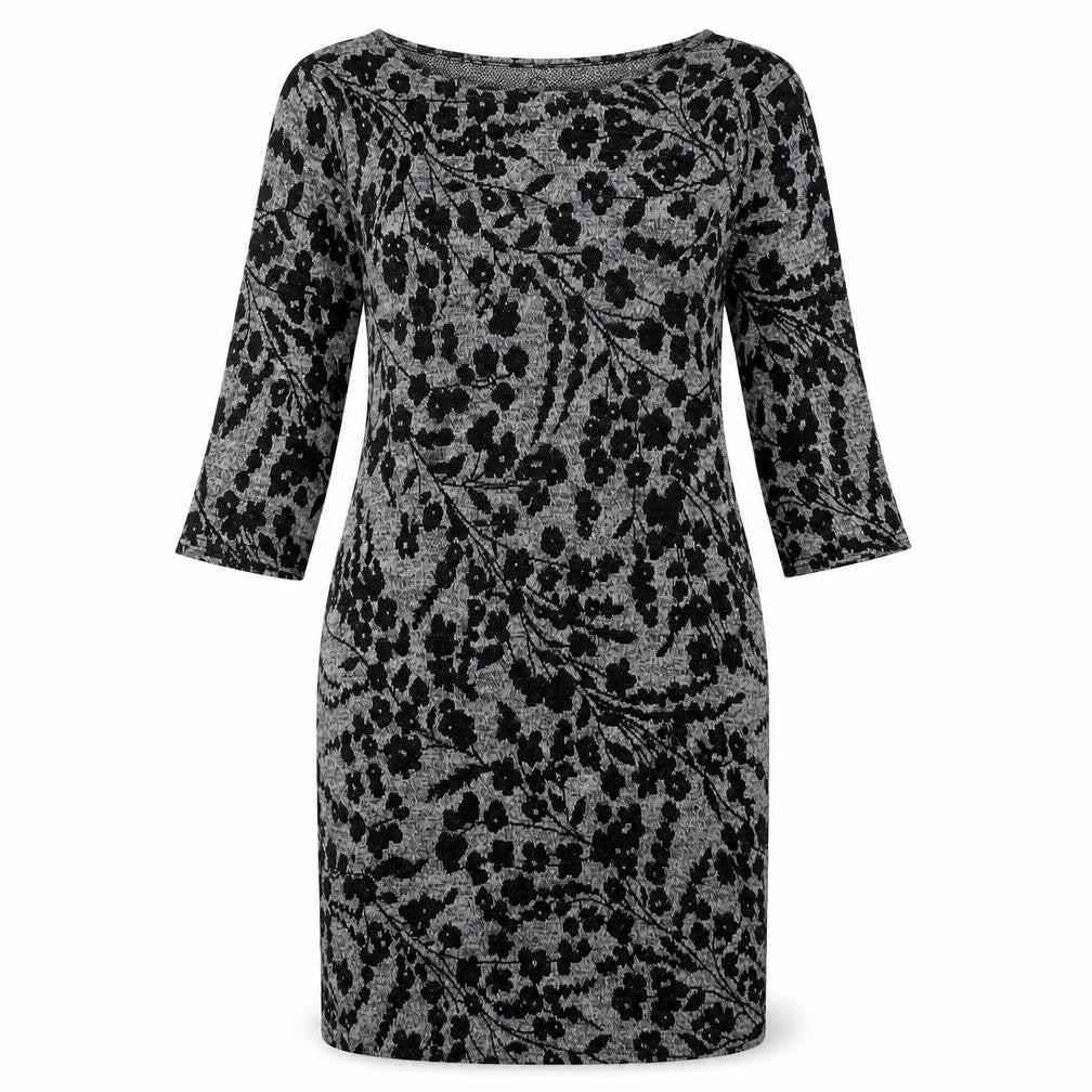 Blue Vanill Womens Grey Floral Polyester Bodycon  Size L  Round Neck Pullover