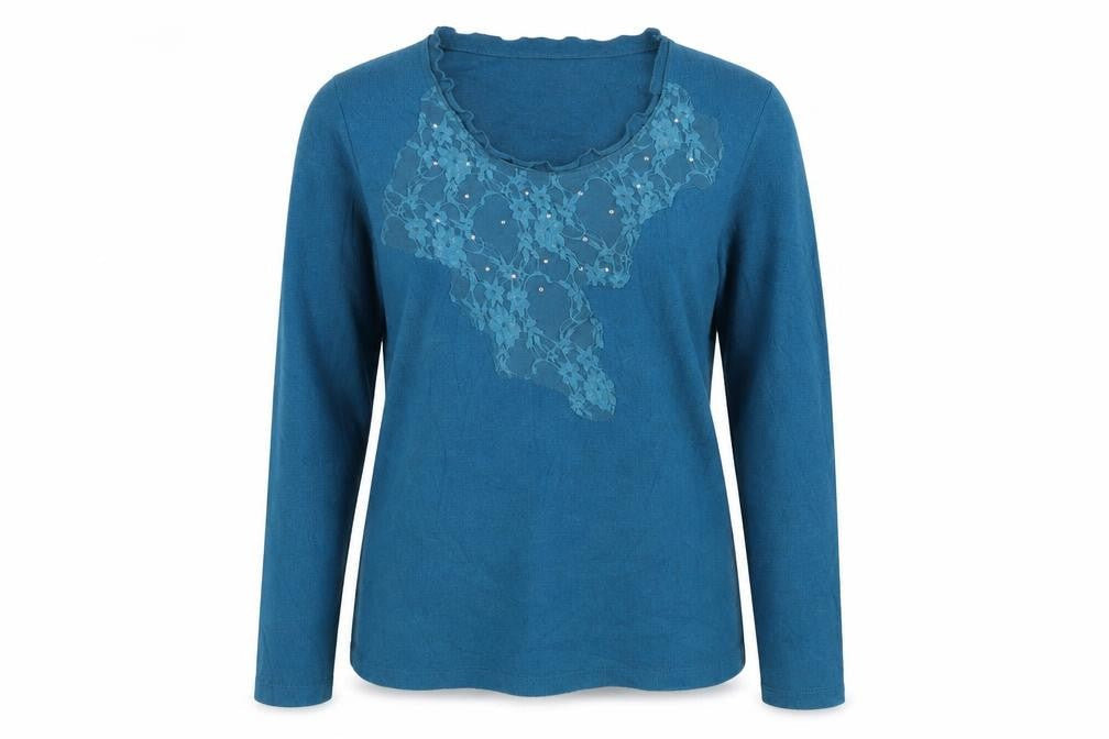Aribel Womens Blue Scoop Neck  Acrylic Pullover Jumper Size 10