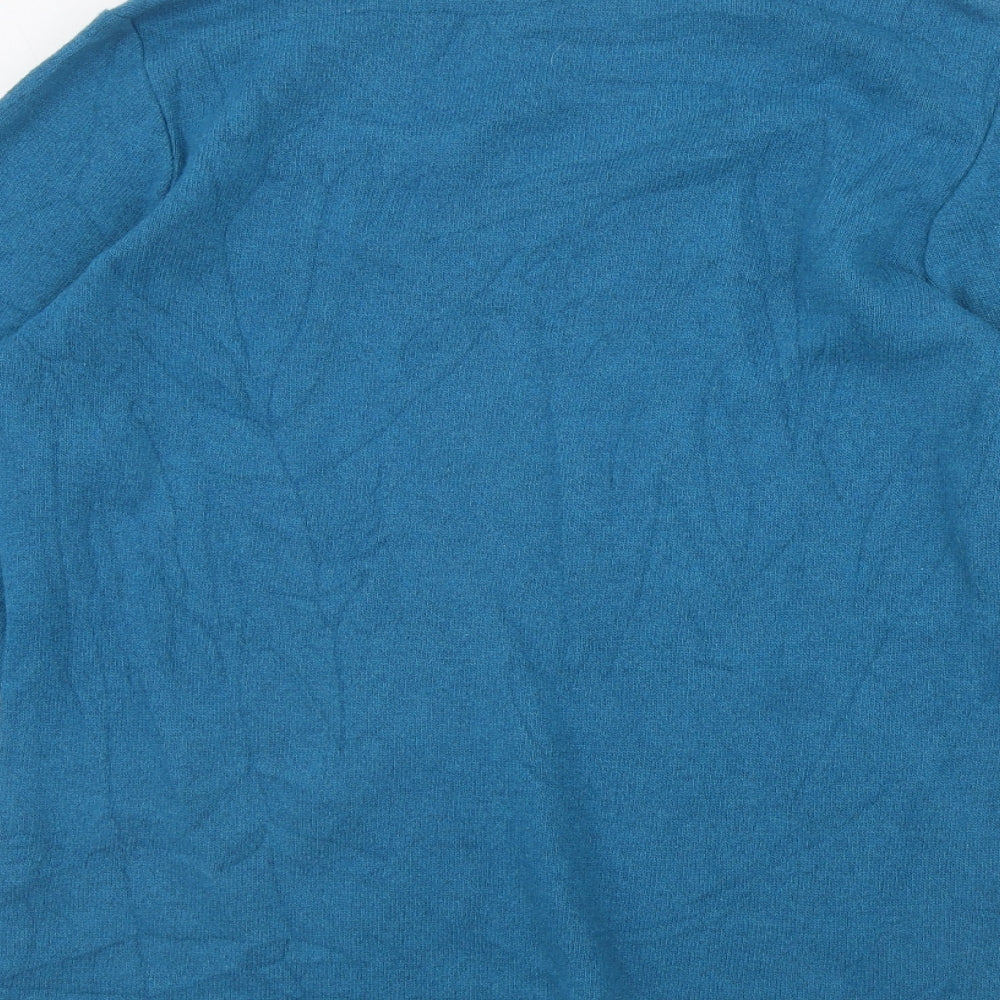 Aribel Womens Blue Scoop Neck  Acrylic Pullover Jumper Size 10