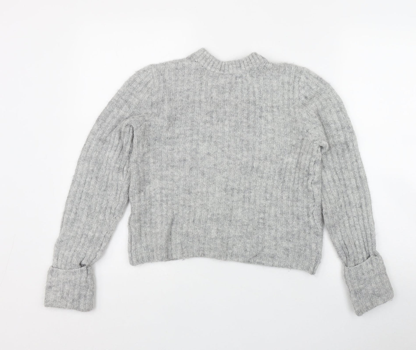 H&M Womens Grey Crew Neck  Acrylic Pullover Jumper Size XS