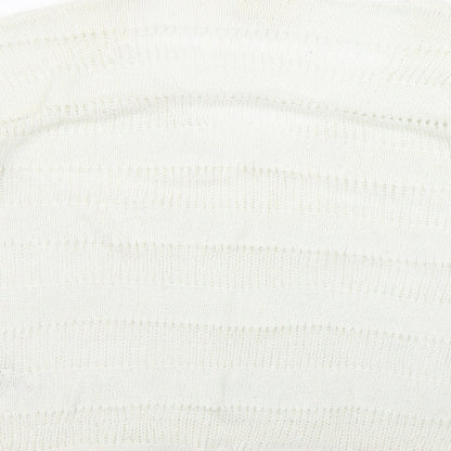 Next Womens White V-Neck  Acrylic Pullover Jumper Size 14