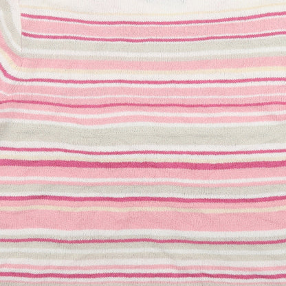 Bonmarché Womens Pink Round Neck Striped Acrylic Pullover Jumper Size M