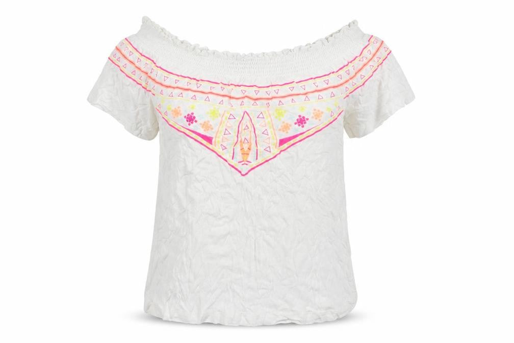 Primark Womens White  Viscose Basic T-Shirt Size 6 Boat Neck