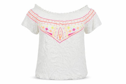Primark Womens White  Viscose Basic T-Shirt Size 6 Boat Neck