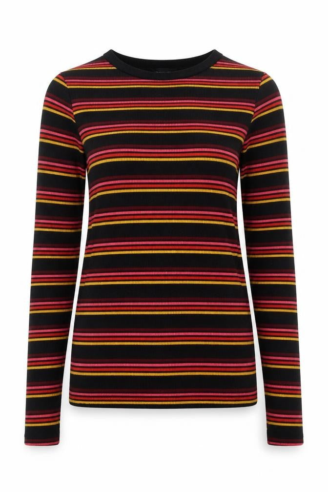 New Look Womens Black Crew Neck Striped Polyester Pullover Jumper Size 6
