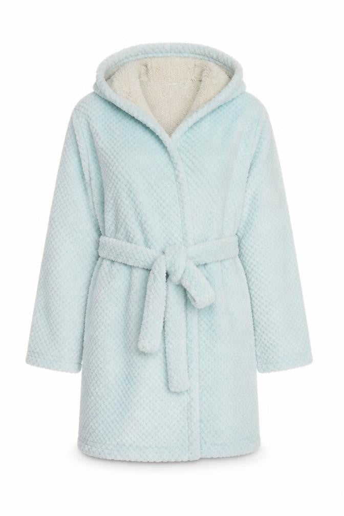 Matalan Womens Blue Solid Polyester Top Robe Size S  Tie - Pockets