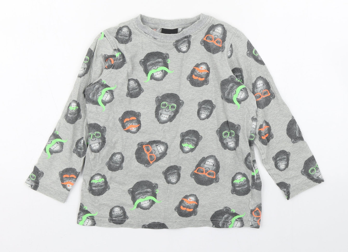 NEXT Boys Multicoloured Geometric 100% Cotton Basic T-Shirt Size 5 Years Round Neck Pullover - Monkey