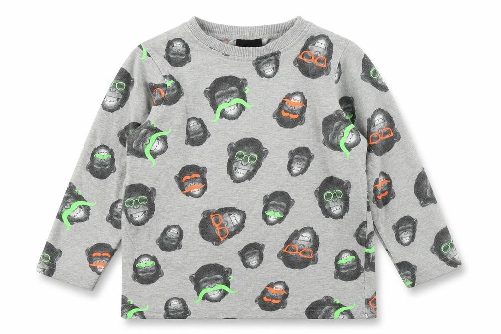 Next Boys Multicoloured Geometric 100% Cotton Basic T-Shirt Size 5 Years Round Neck Pullover - Monkey