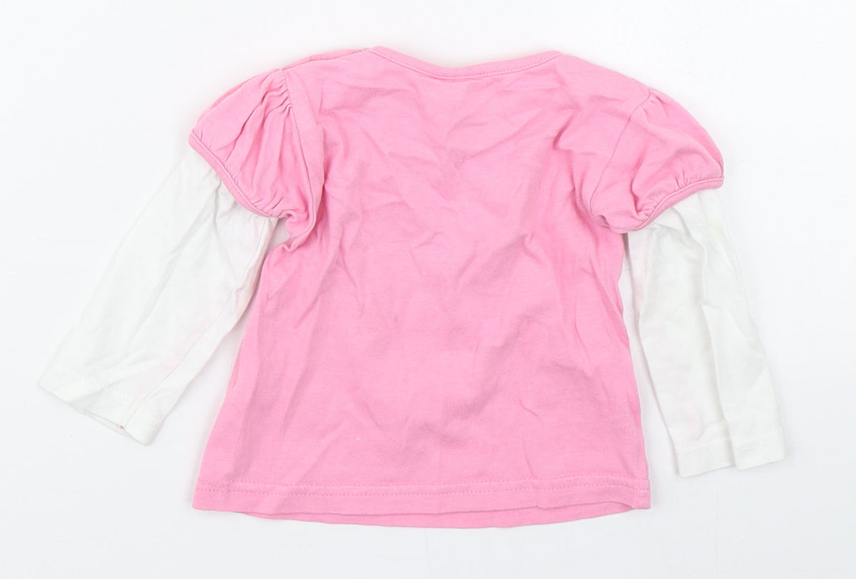 Blue Zoo Girls Pink  100% Cotton Basic T-Shirt Size 9-12 Months Round Neck Pullover - Mummy's Little Angel