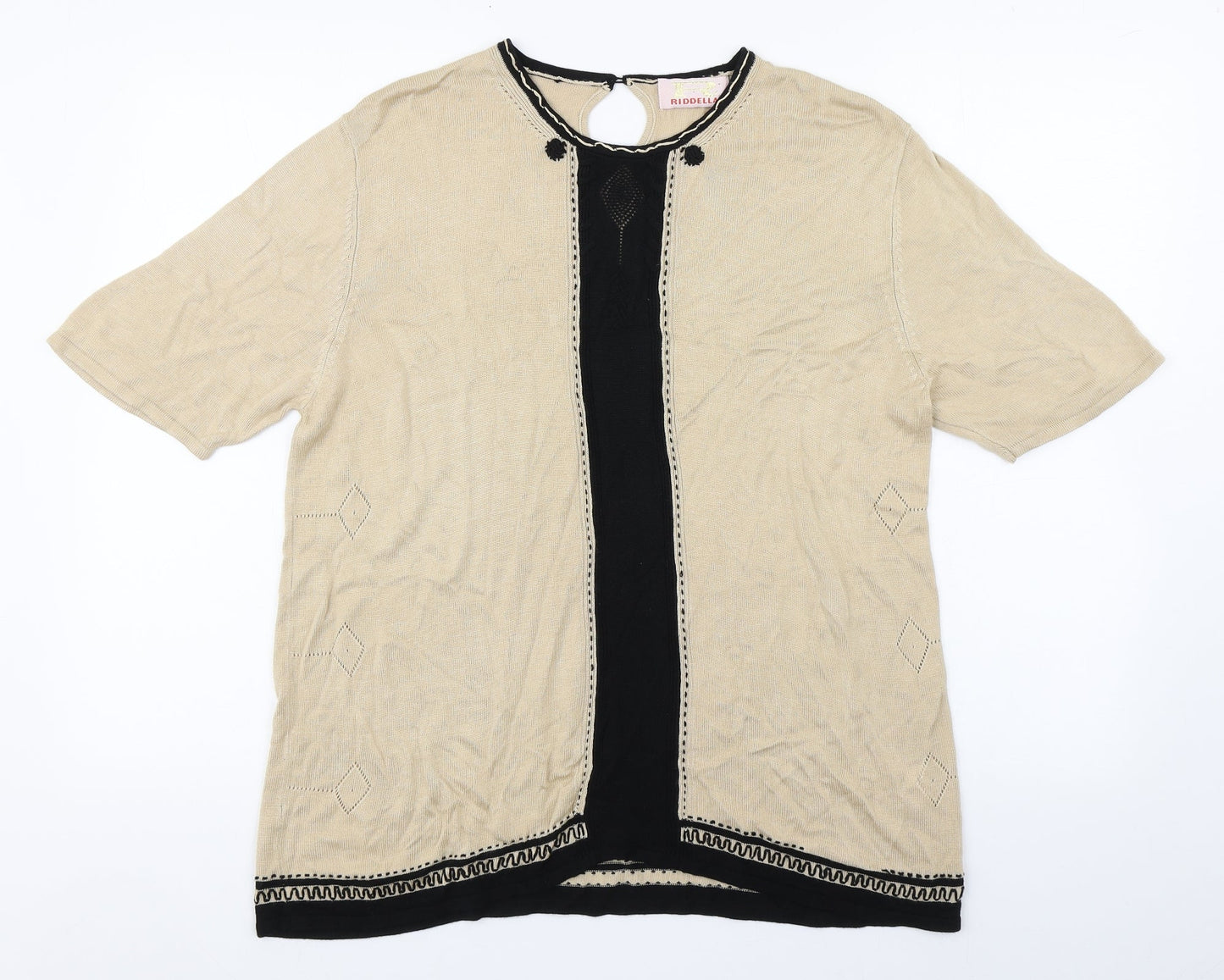 Riddella Womens Beige  Viscose Basic Blouse Size 16 Round Neck