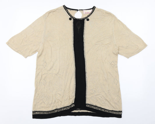 Riddella Womens Beige  Viscose Basic Blouse Size 16 Round Neck