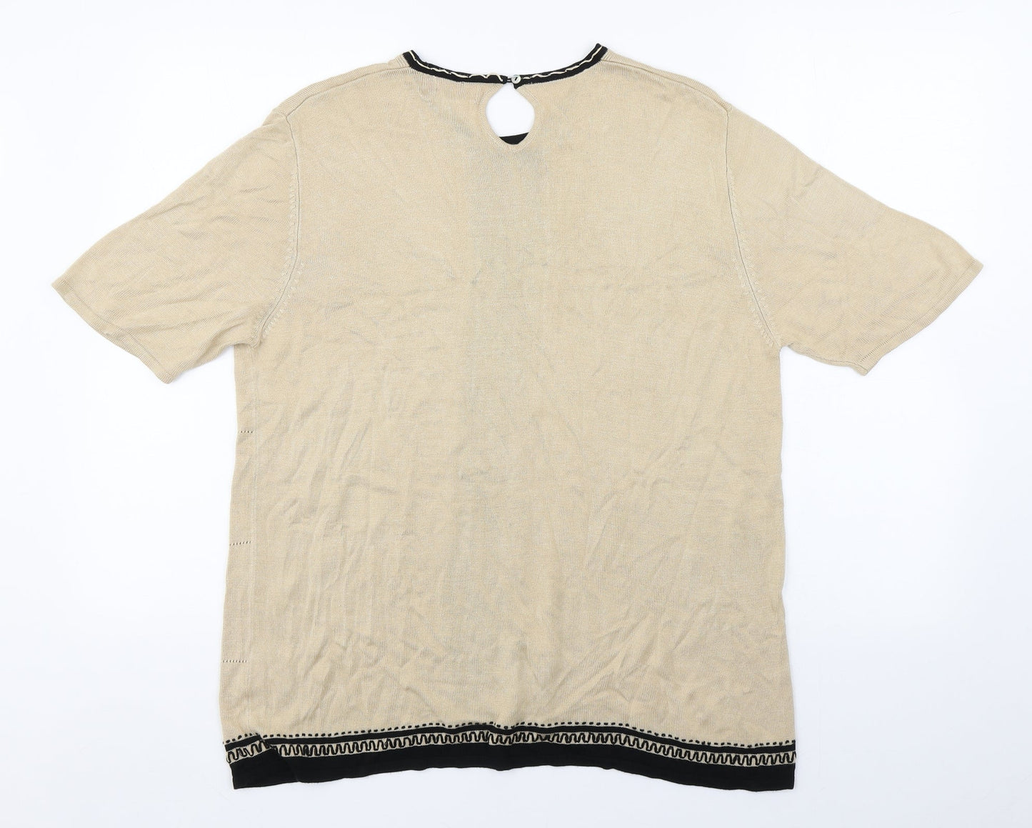 Riddella Womens Beige  Viscose Basic Blouse Size 16 Round Neck