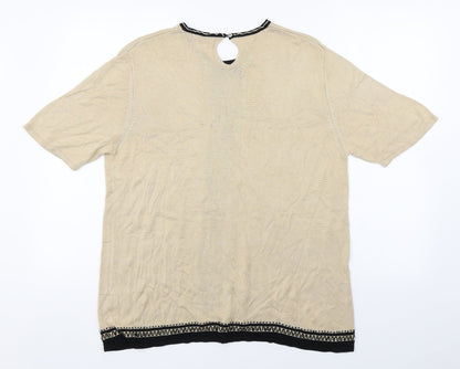 Preloved Riddella Womens Beige  Viscose Basic Blouse Size 16 Round Neck - Back