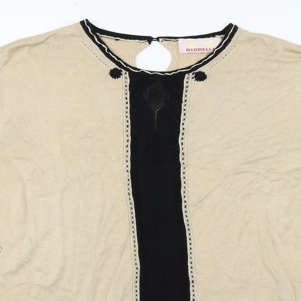Riddella Womens Beige  Viscose Basic Blouse Size 16 Round Neck