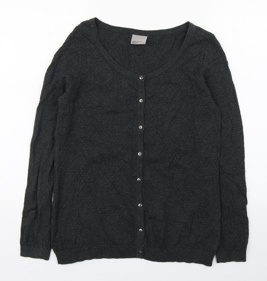VERO MODA Womens Grey Scoop Neck  Cotton Cardigan Jumper Size M