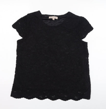 Philosophy Womens Black  Nylon Basic Blouse Size M Round Neck