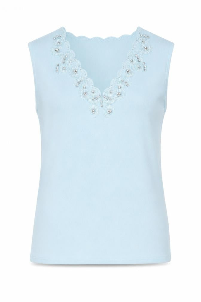 Style Collection Womens Blue  Viscose Basic Tank Size M V-Neck