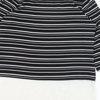 Atmosphere Womens Black Striped Polyester Basic Blouse Size 10 Round Neck