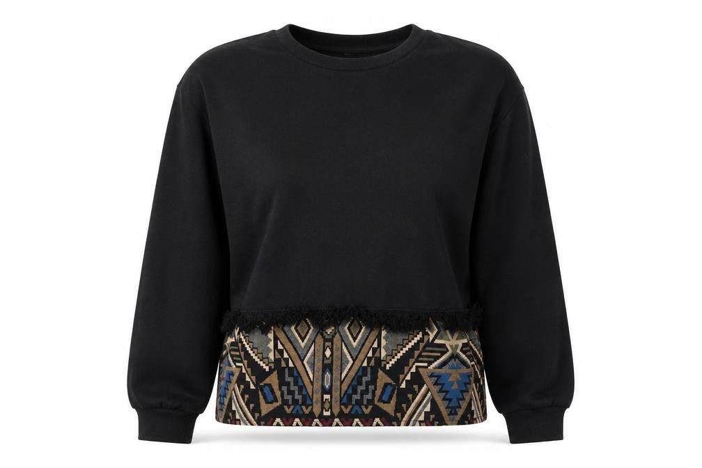 Stradivarius Womens Black Geometric Polyester Pullover Sweatshirt Size S  Pullover