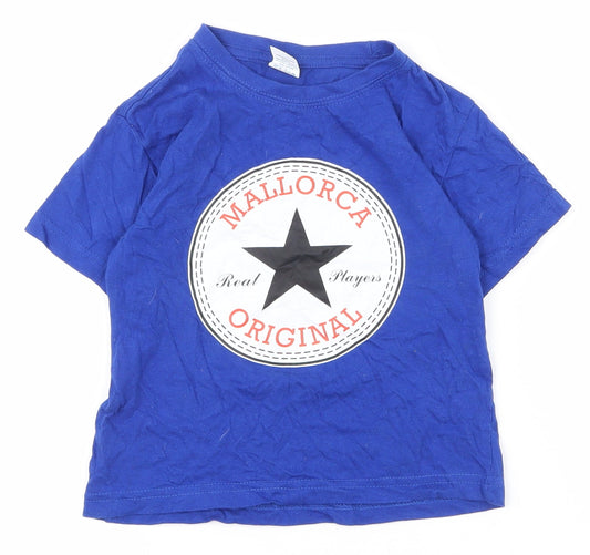 Anbor Boys Blue  100% Cotton Pullover T-Shirt Size 3-4 Years Collared Pullover