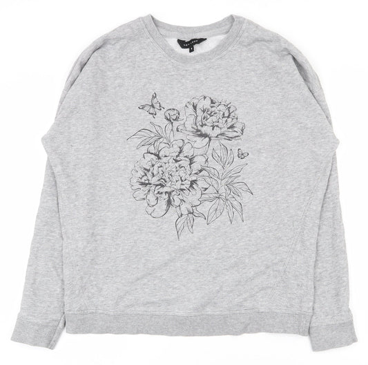 New Look Womens Grey  Cotton Pullover Sweatshirt Size 6  Pullover