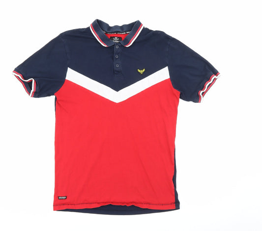 Threadbare Mens Red  Cotton  Polo Size M Collared Button