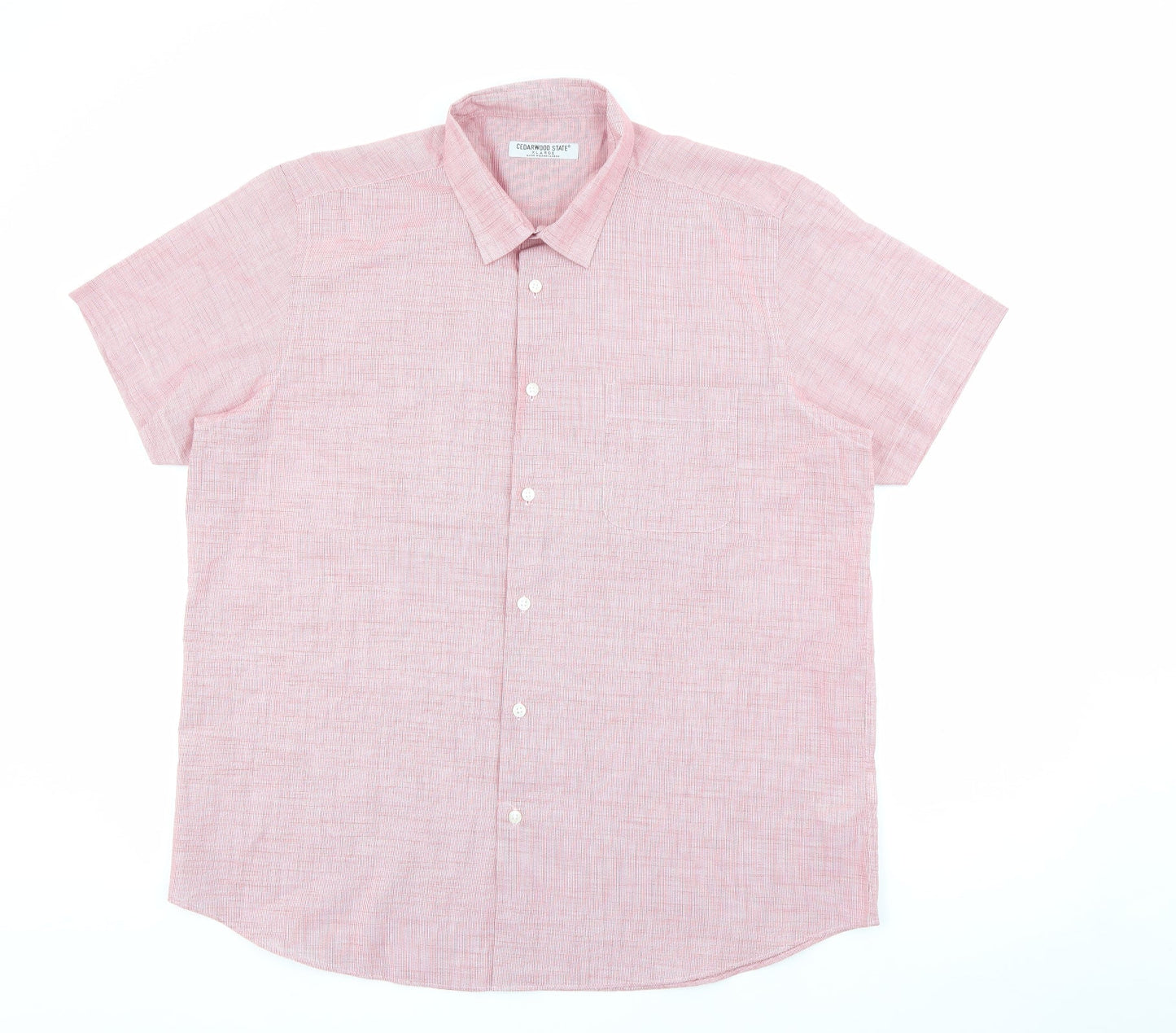 Cedar Wood State Mens Red  Polyester  Button-Up Size XL Collared Button