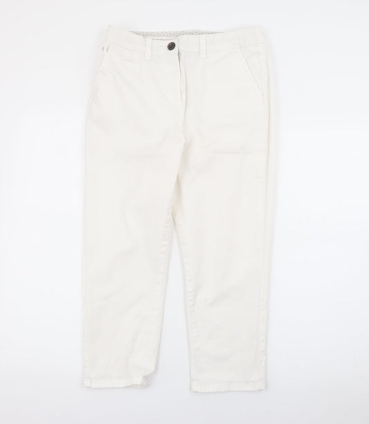Maine Womens White  Cotton Capri Trousers Size 10 L21 in Regular Zip