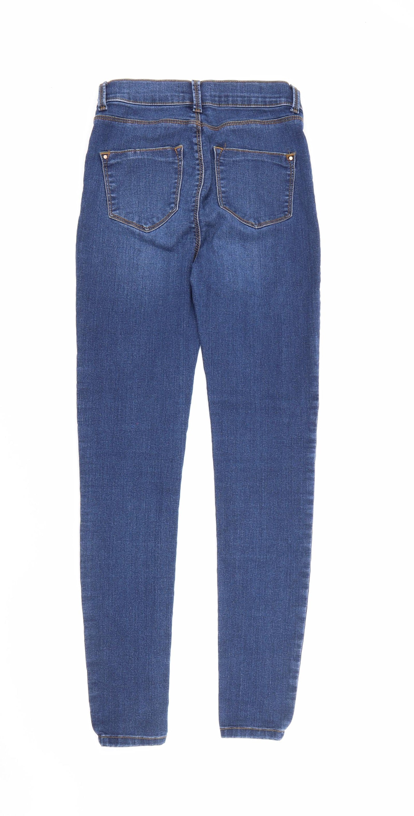 Dorothy Perkins Womens Blue  Cotton Skinny Jeans Size 8 L28 in Regular Button