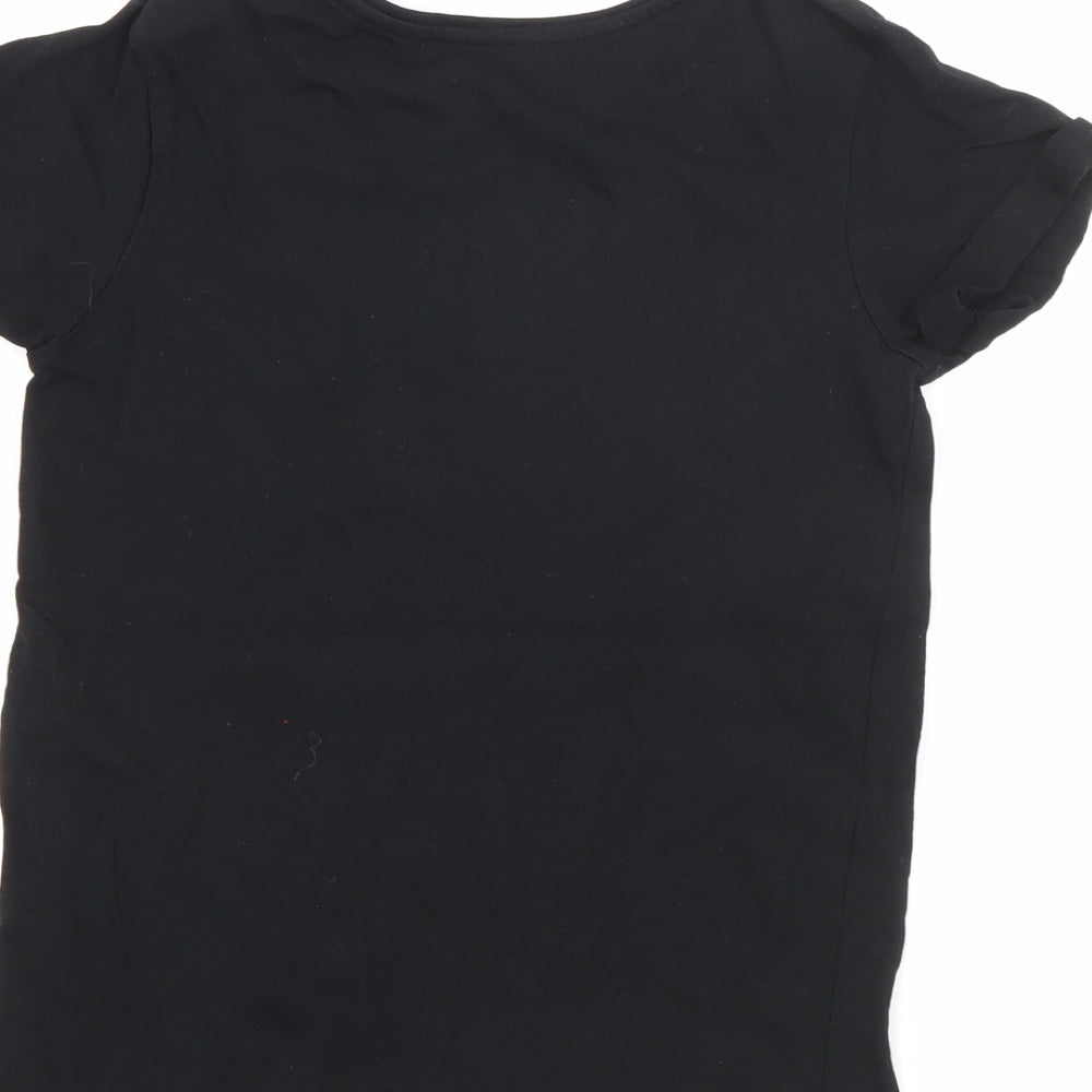 Primark Girls Black  Cotton Basic T-Shirt Size 9-10 Years Crew Neck