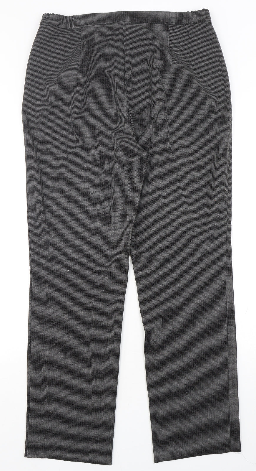 Marks and Spencer Womens Grey Houndstooth Polyester Trousers  Size 10 L30 in Slim
