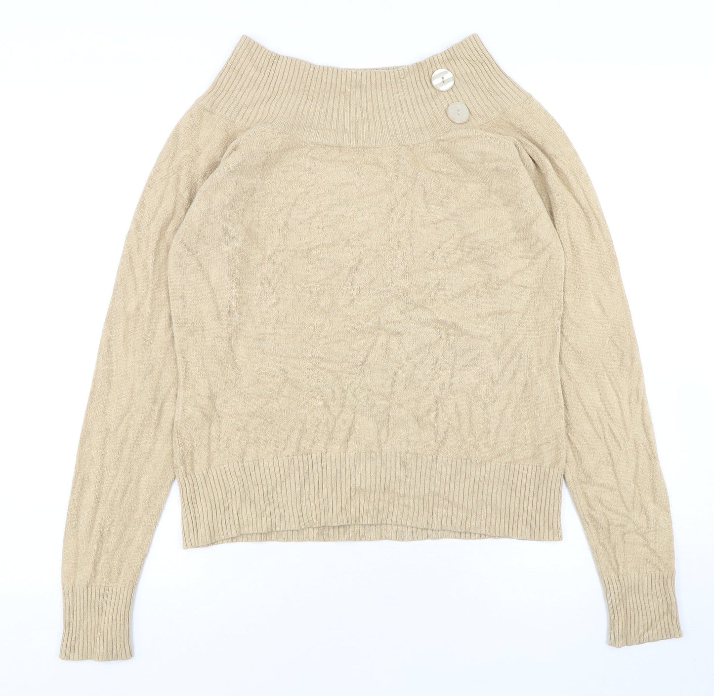 Debbie Morgan  Womens Beige High Neck  Polyester Pullover Jumper Size XL