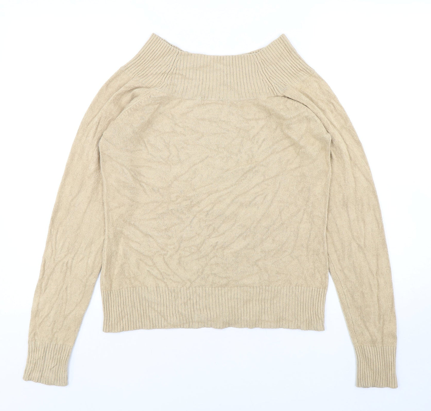 Debbie Morgan  Womens Beige High Neck  Polyester Pullover Jumper Size XL