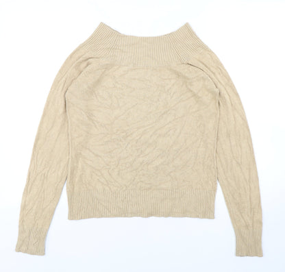Debbie Morgan  Womens Beige High Neck  Polyester Pullover Jumper Size XL