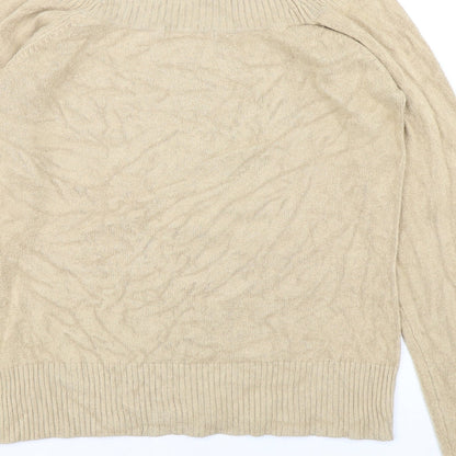 Debbie Morgan  Womens Beige High Neck  Polyester Pullover Jumper Size XL