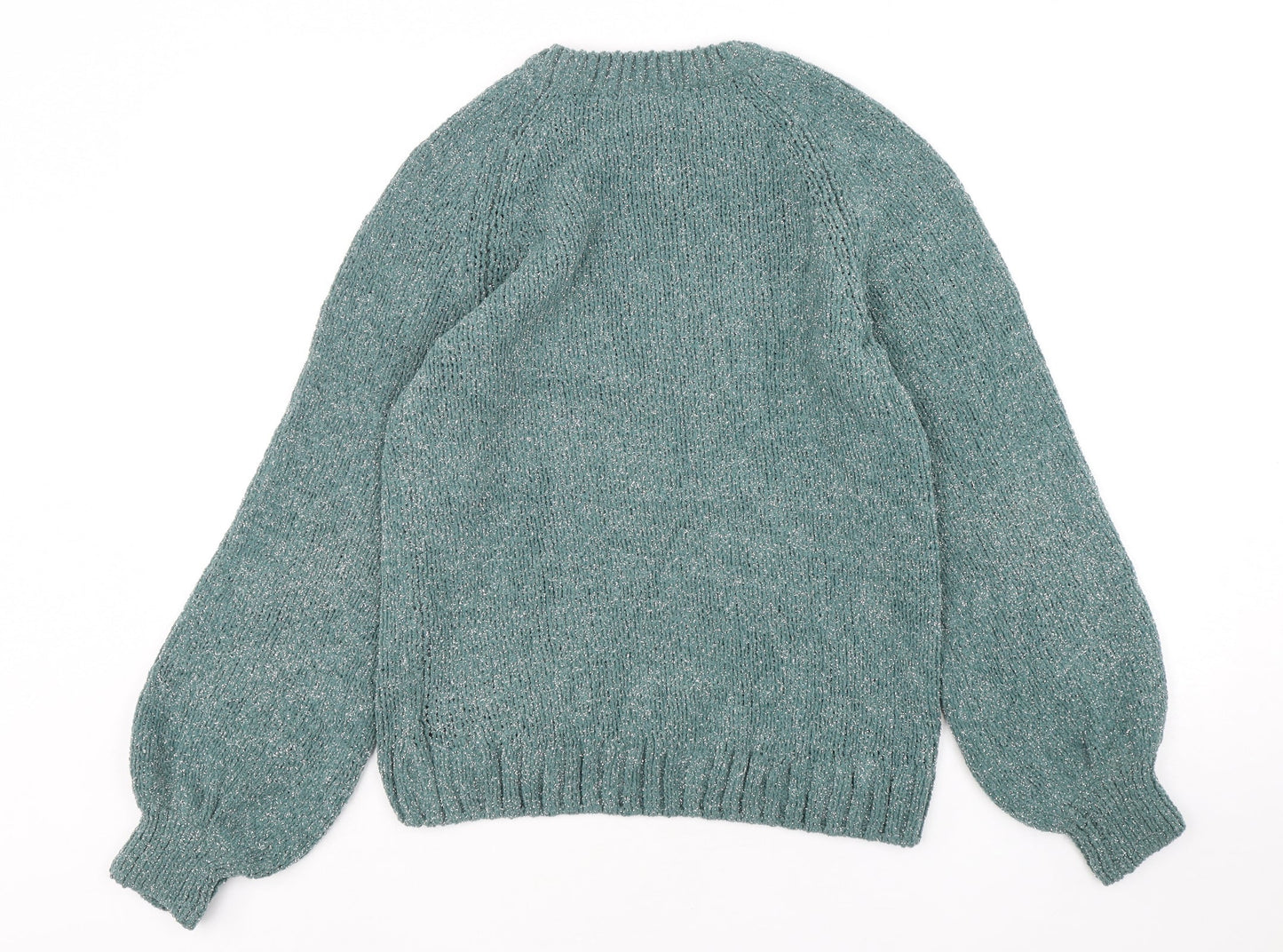 H&M Womens Green Round Neck  Polyamide Pullover Jumper Size XS