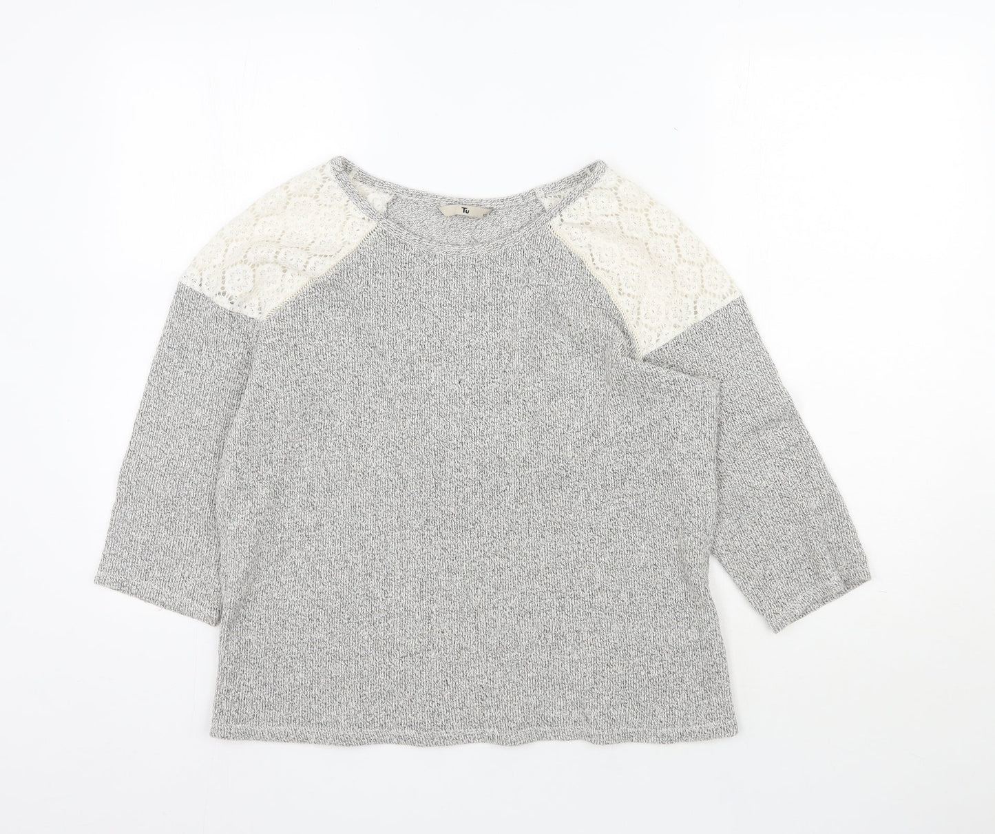 TU Womens Grey  Polyamide Pullover Sweatshirt Size 12  Pullover - Lace shoulders
