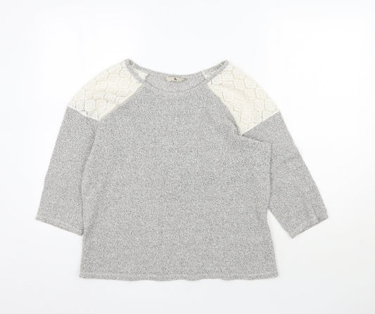 TU Womens Grey  Polyamide Pullover Sweatshirt Size 12  Pullover - Lace shoulders
