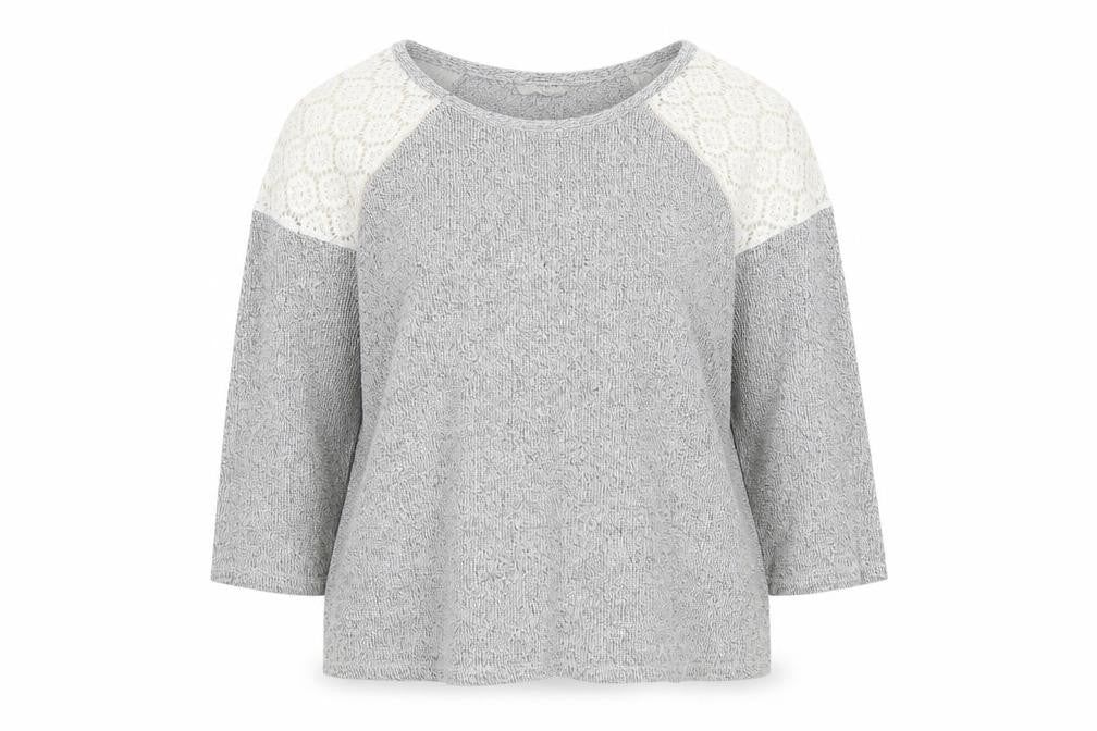 TU Womens Grey  Polyamide Pullover Sweatshirt Size 12  Pullover - Lace shoulders