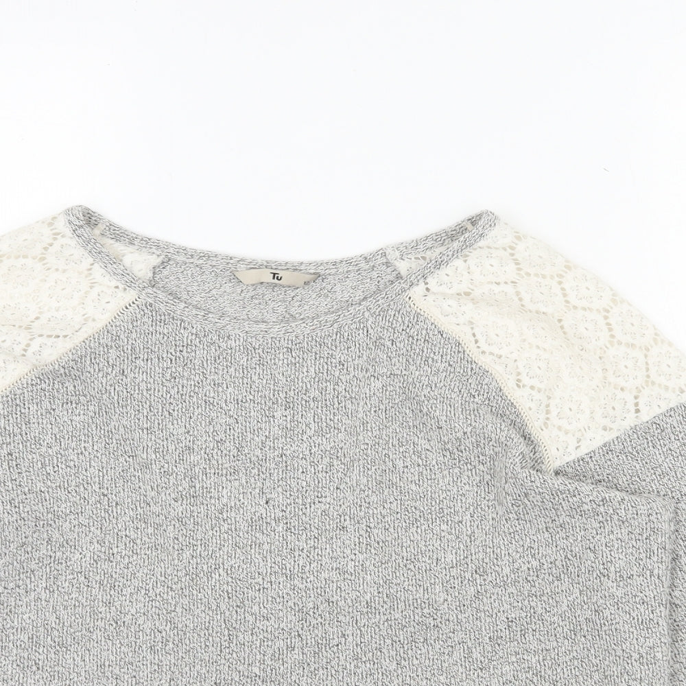 TU Womens Grey  Polyamide Pullover Sweatshirt Size 12  Pullover - Lace shoulders