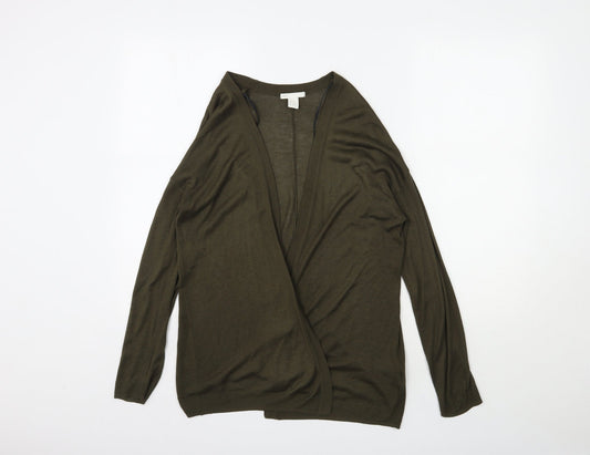 H&M  Womens Green V-Neck  Acrylic Cardigan Jumper Size S